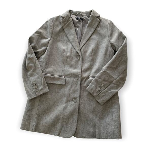 Ellos | Gray Wool Blend Button Up Collared Coat Size 12 - Picture 1 of 12